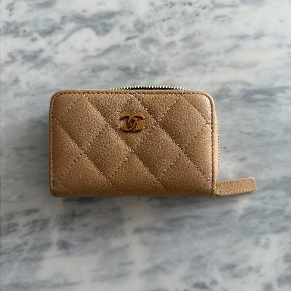Chanel Camel Quilted Leather Wallet